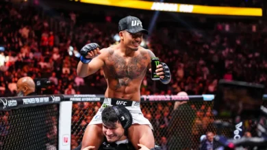 Van wins flyweight title after Pantoja injures arm at UFC 323